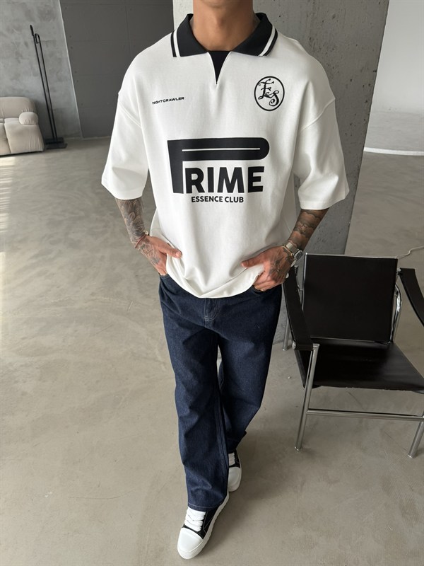 Frime ES Premium Pat Yaka T-Shirt - Beyaz