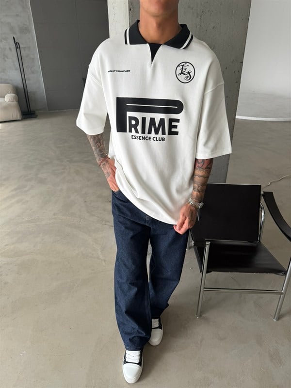 Frime ES Premium Pat Yaka T-Shirt - Beyaz