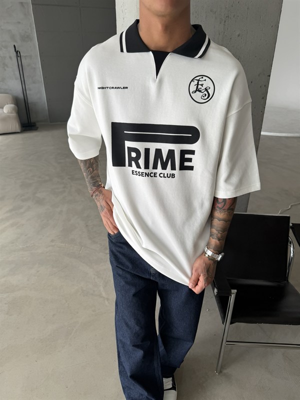 Frime ES Premium Pat Yaka T-Shirt - Beyaz