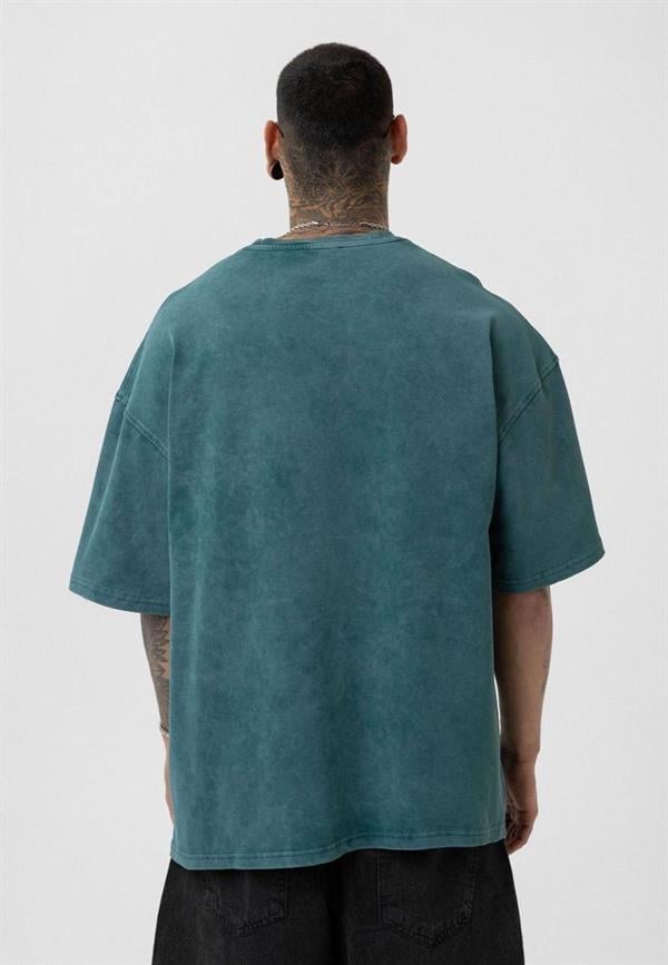 Future İs Create İt Yıkamalı Oversize T-Shirt-Yeşil