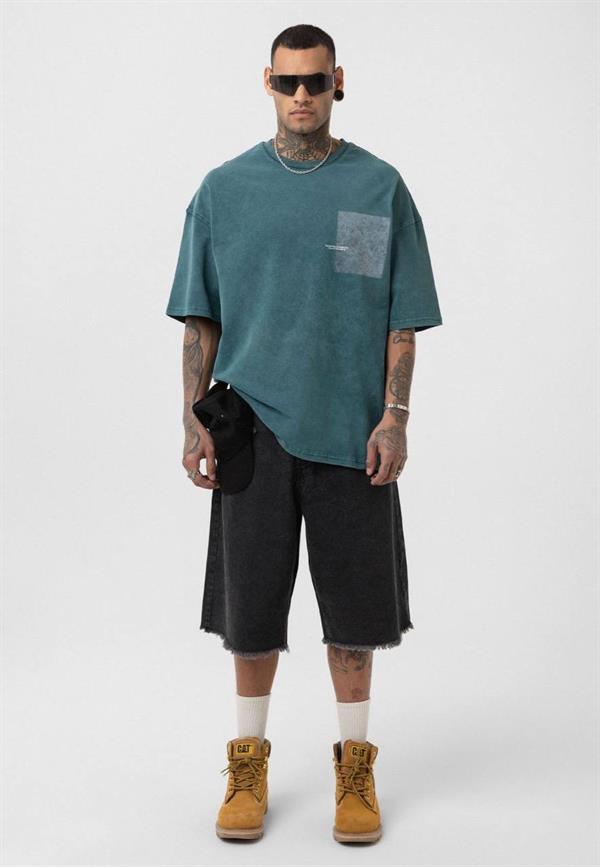 Future İs Create İt Yıkamalı Oversize T-Shirt-Yeşil