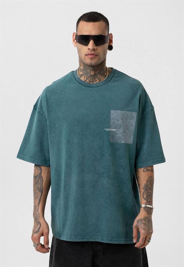 Future İs Create İt Yıkamalı Oversize T-Shirt-Yeşil