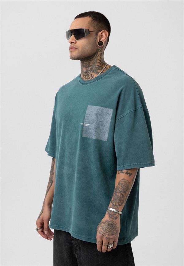 Future İs Create İt Yıkamalı Oversize T-Shirt-Yeşil