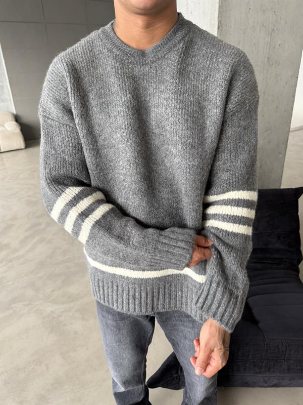 Gameover Örme Triko Kazak - Gri