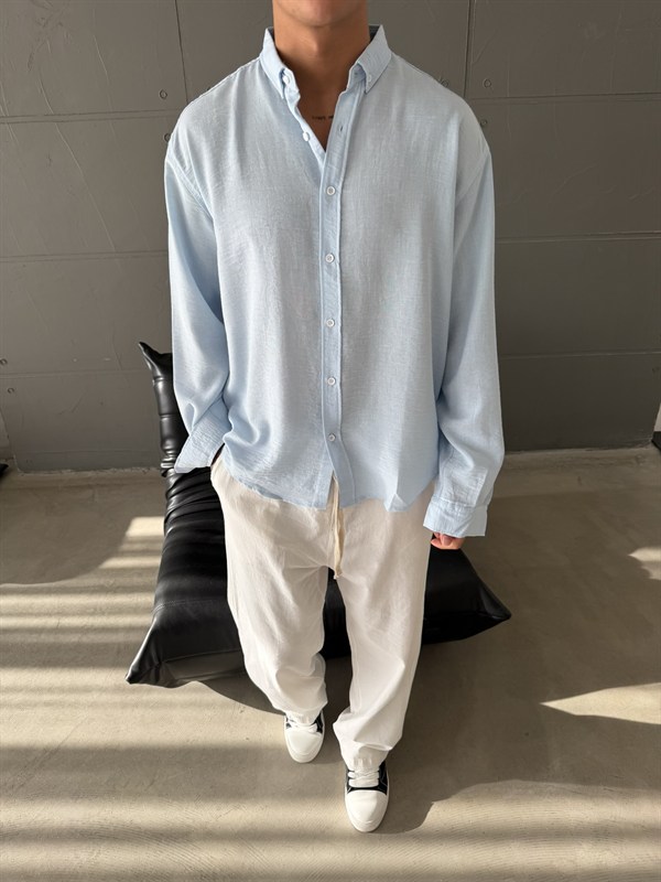 Gobis Basic Keten Gömlek - Bebe Mavi