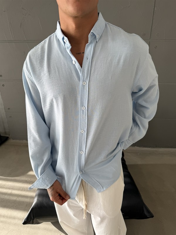 Gobis Basic Keten Gömlek - Bebe Mavi