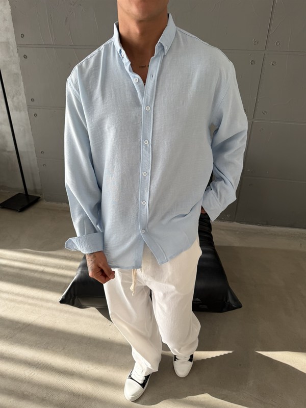 Gobis Basic Keten Gömlek - Bebe Mavi