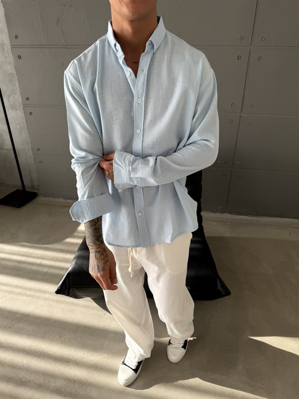 Gobis Basic Keten Gömlek - Bebe Mavi