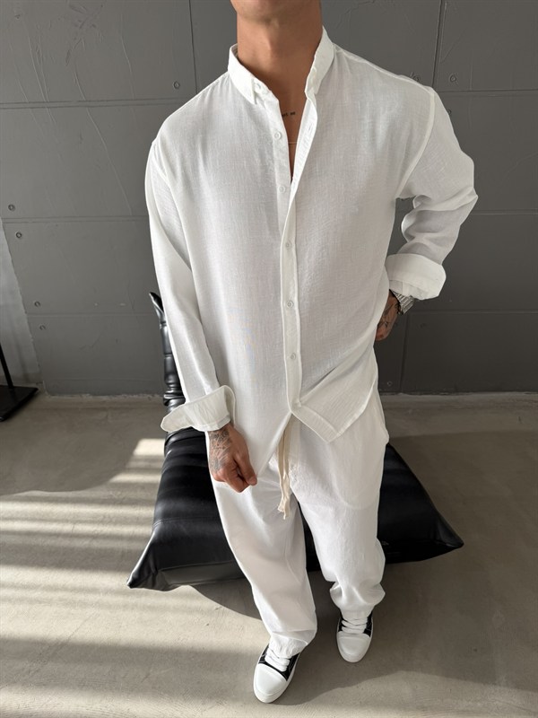 Gobis Basic Keten Gömlek - Beyaz