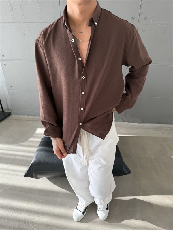 Gobis Basic Keten Gömlek - Kahve