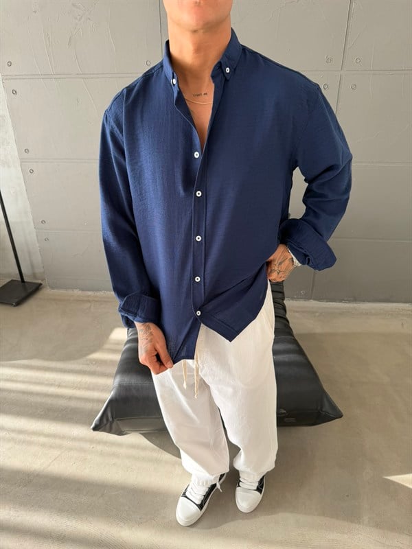 Gobis Basic Keten Gömlek - Lacivert