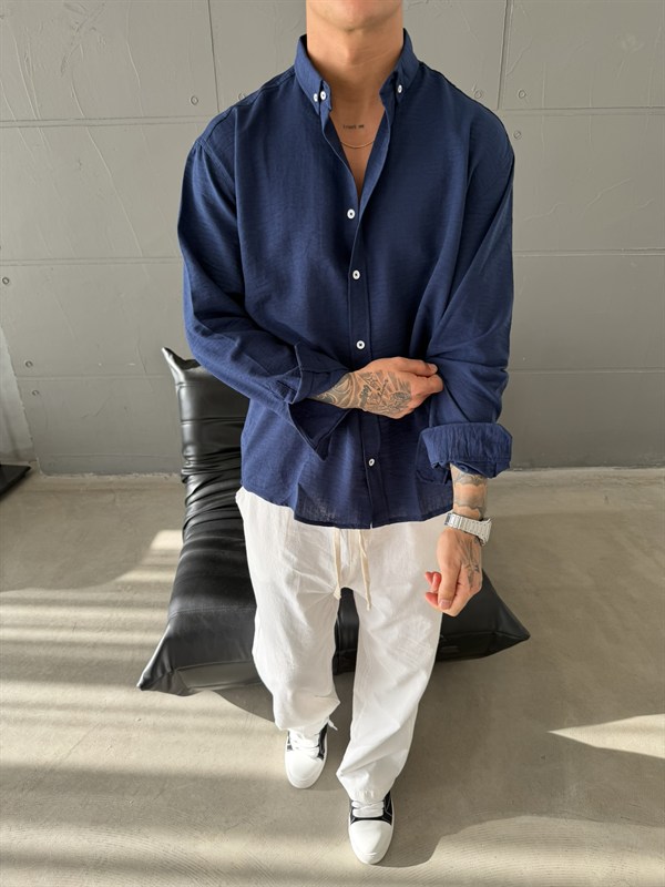 Gobis Basic Keten Gömlek - Lacivert