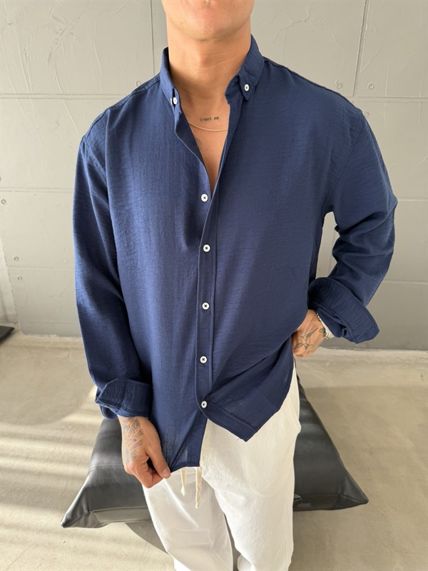 Gobis Basic Keten Gömlek - Lacivert