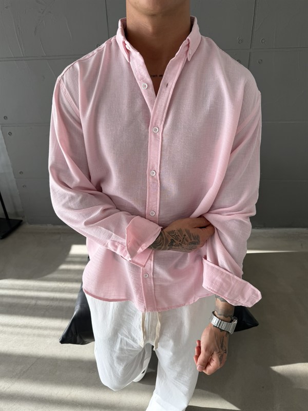 Gobis Basic Keten Gömlek - Pembe