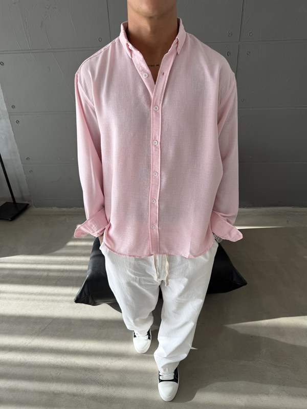 Gobis Basic Keten Gömlek - Pembe