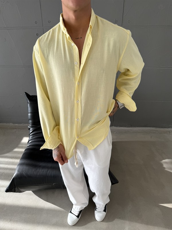 Gobis Basic Keten Gömlek - Sarı