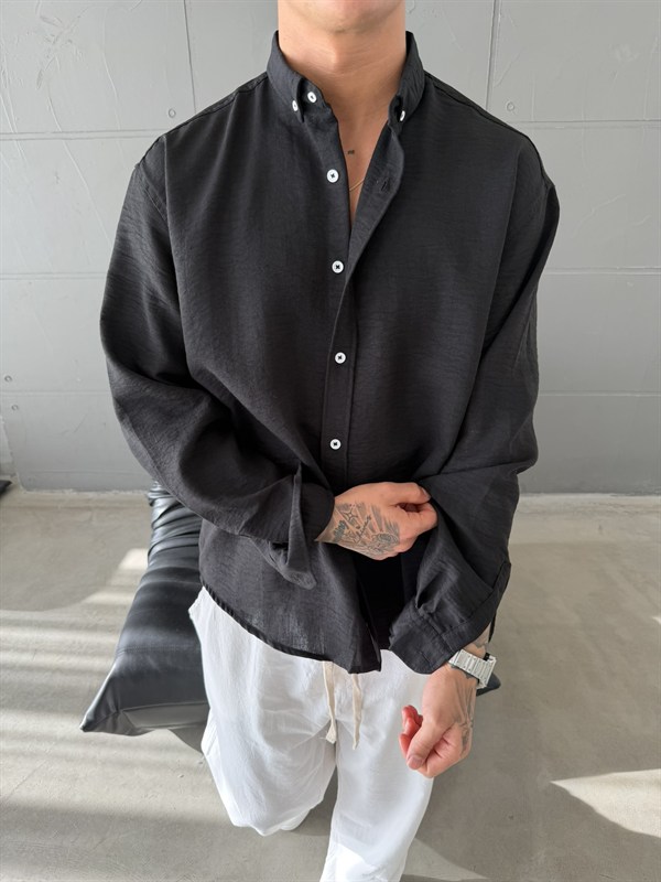 Gobis Basic Keten Gömlek - Siyah