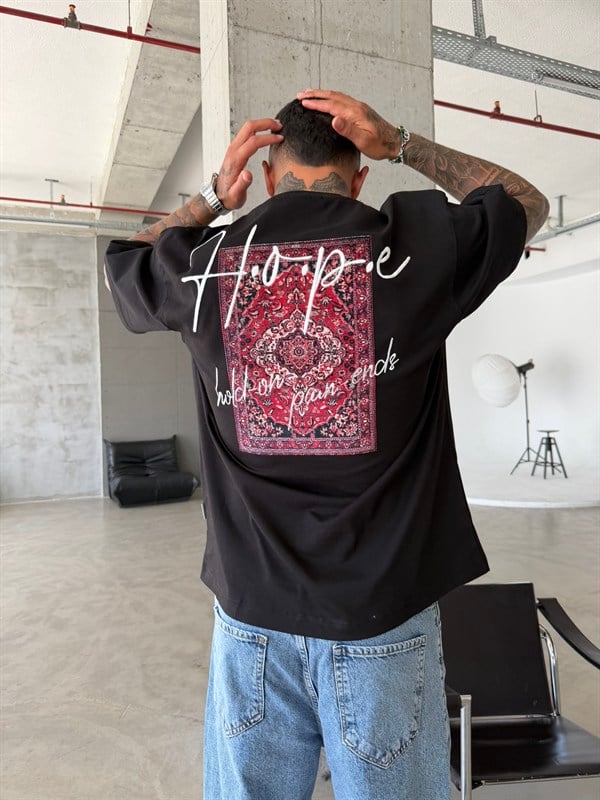Hope Nakışlı Premium T-Shirt - Siyah