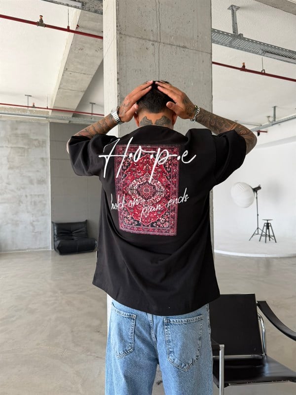 Hope Nakışlı Premium T-Shirt - Siyah