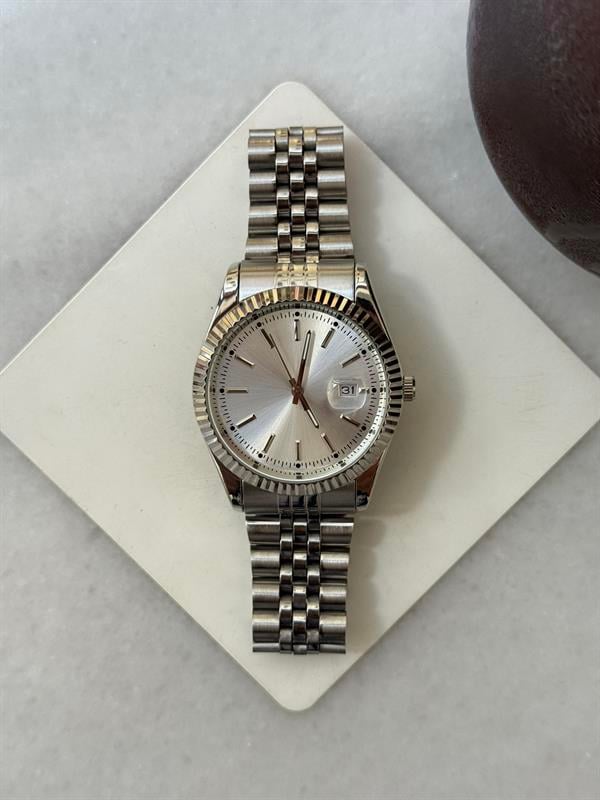 İcon Çelik Takvimli Lüx Kol Saati - Beyaz