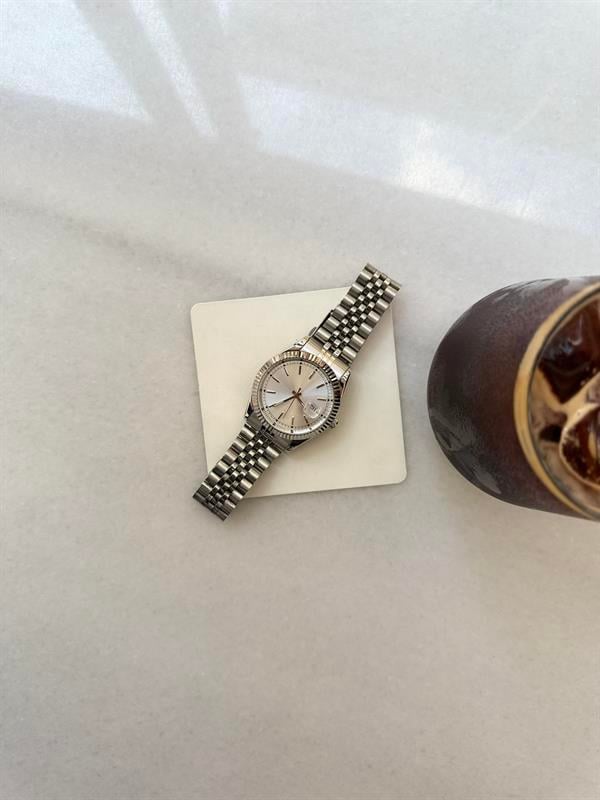 İcon Çelik Takvimli Lüx Kol Saati - Beyaz