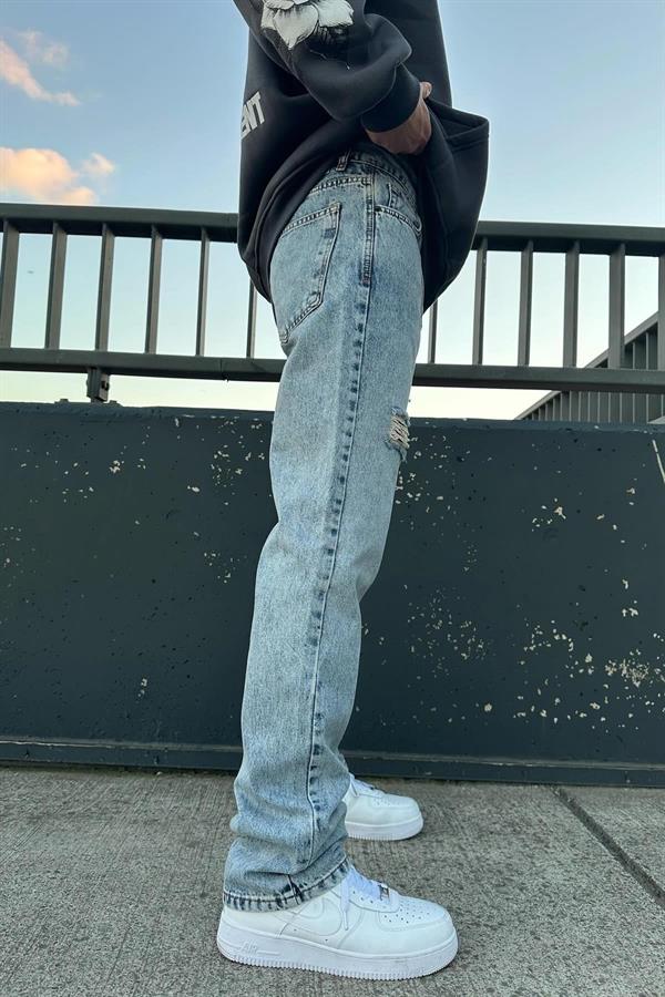 İndigo Yırtık Mavi Baggy A112-B3  İndigo
