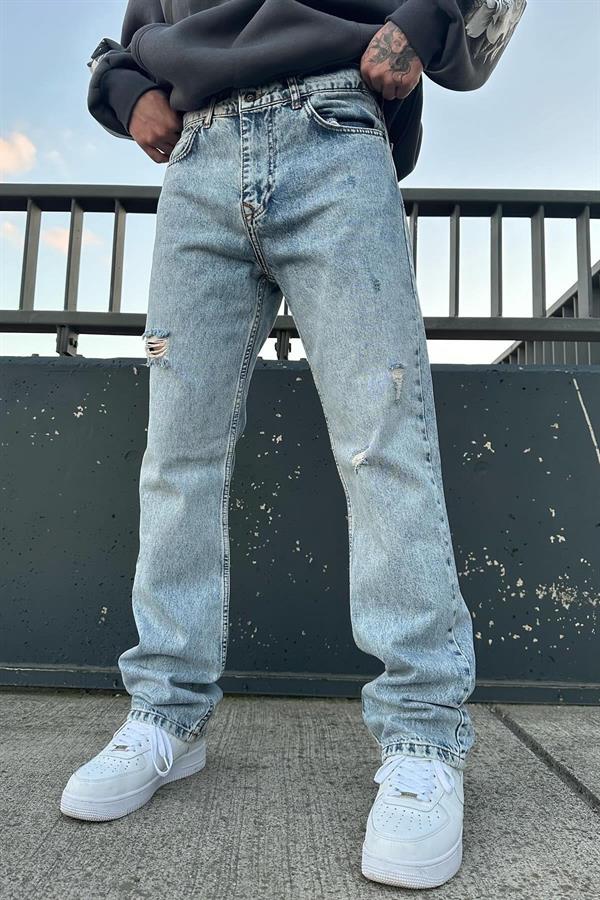 İndigo Yırtık Mavi Baggy A112-B3  İndigo