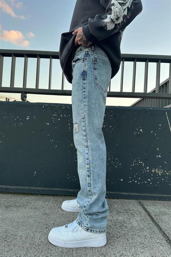 İndigo Yırtık Mavi Baggy A112-B3  İndigo