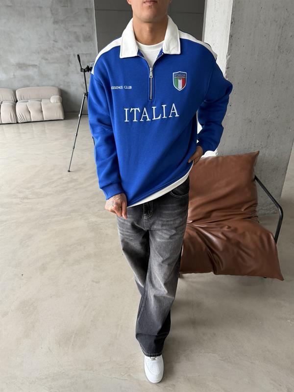 ITALIA Yarım Fermuar Sweatshirt - Lacivert