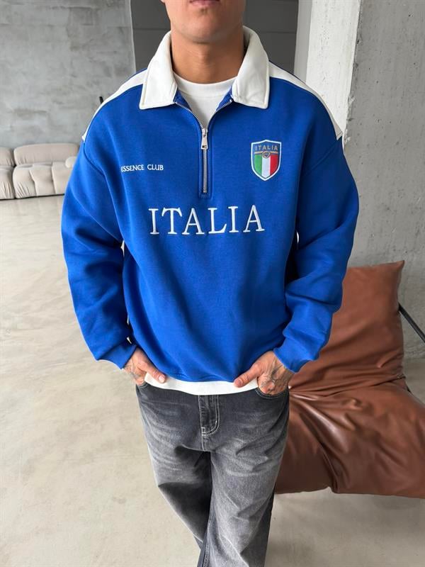 ITALIA Yarım Fermuar Sweatshirt - Lacivert
