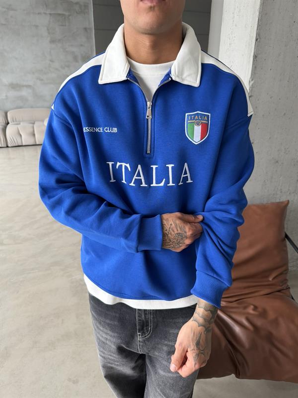ITALIA Yarım Fermuar Sweatshirt - Lacivert