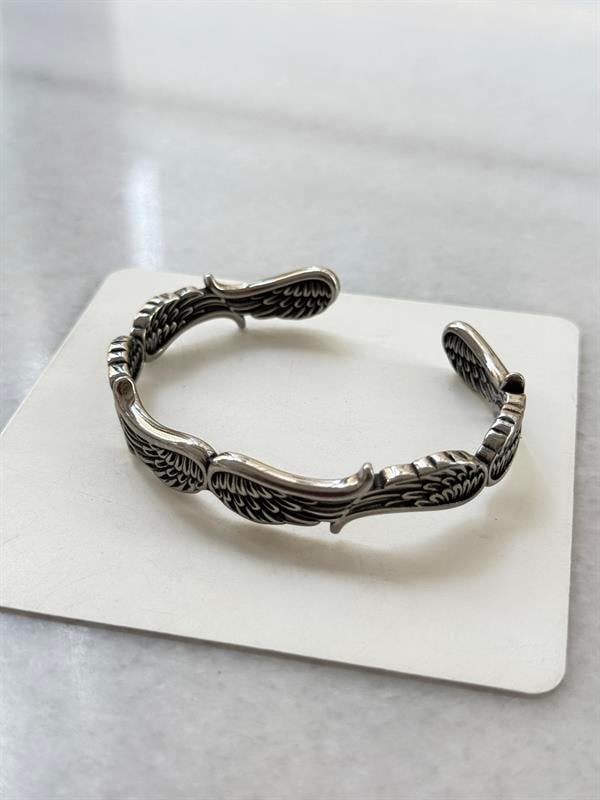 Kanat Motifli Erkek Bileklik - Çelik