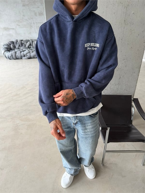 Keep Building Premium Acid Yıkama Hoodie