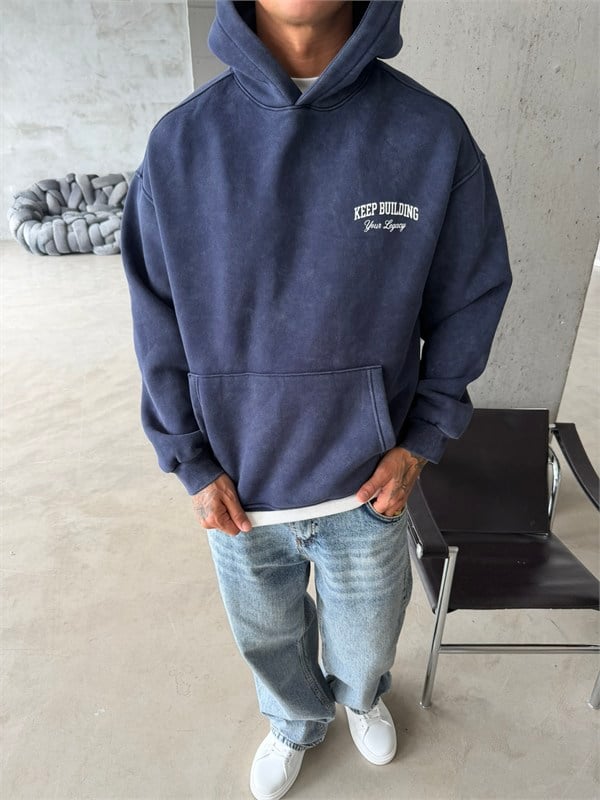Keep Building Premium Acid Yıkama Hoodie