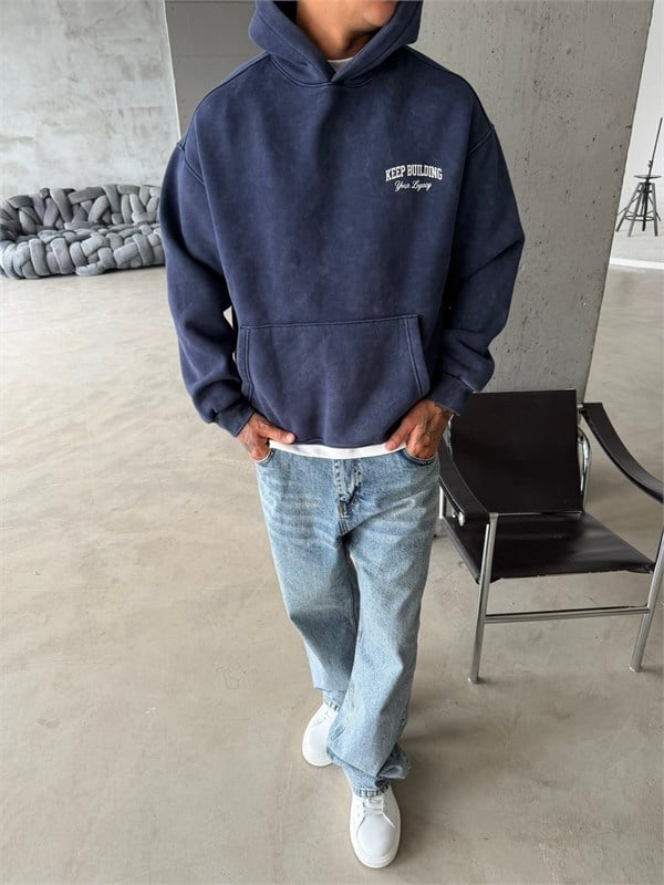 Keep Building Premium Acid Yıkama Hoodie
