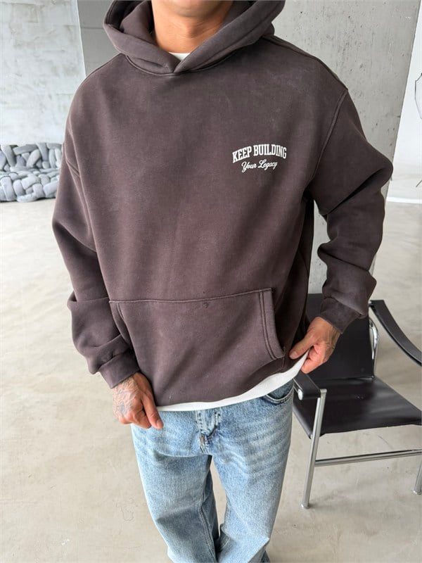 Keep Building Premium Acid Yıkama Hoodie