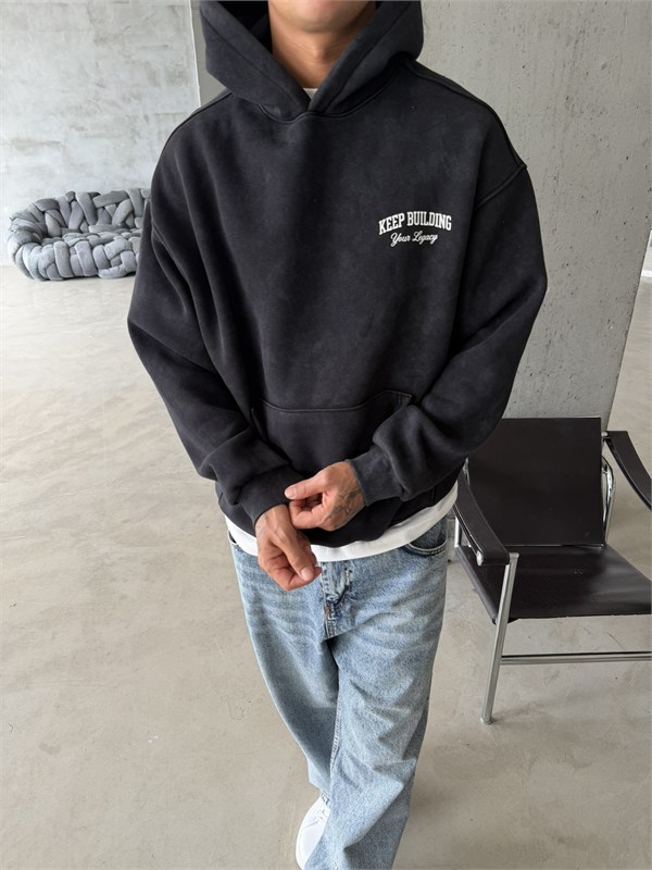 Keep Building Premium Acid Yıkama Hoodie
