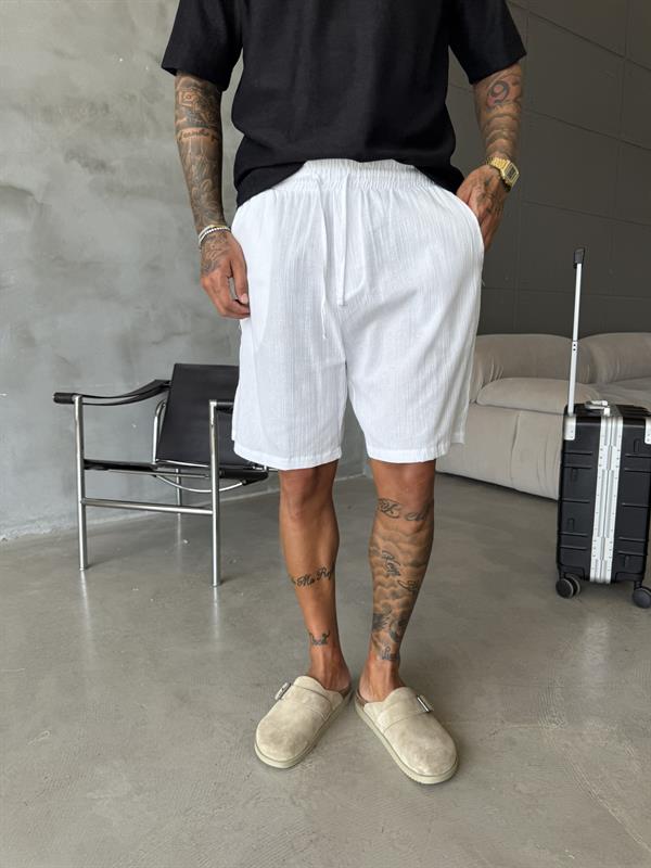 Keten Basic Şort - Beyaz