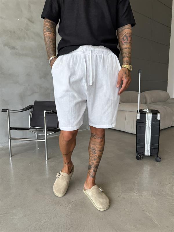 Keten Basic Şort - Beyaz