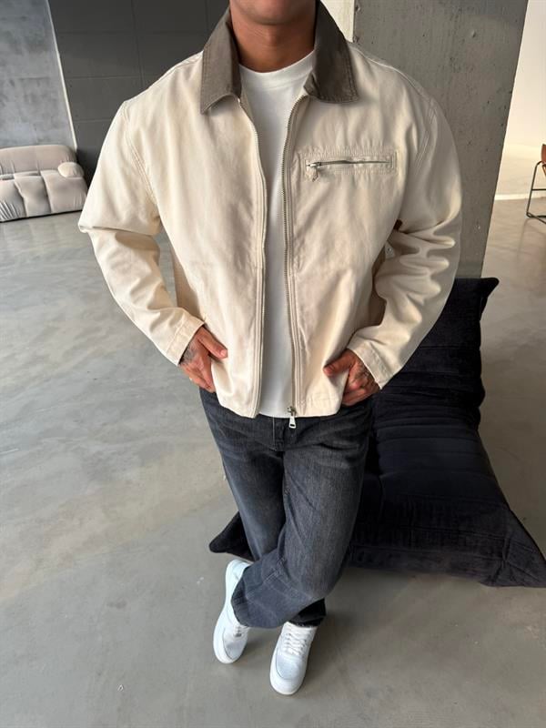 Konstrat Yaka Teknik Ceket - Bej