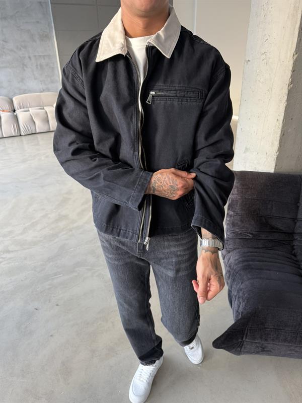 Konstrat Yaka Teknik Ceket - Siyah