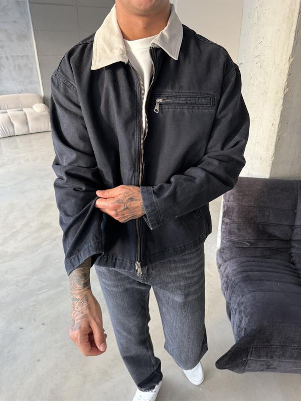 Konstrat Yaka Teknik Ceket - Siyah