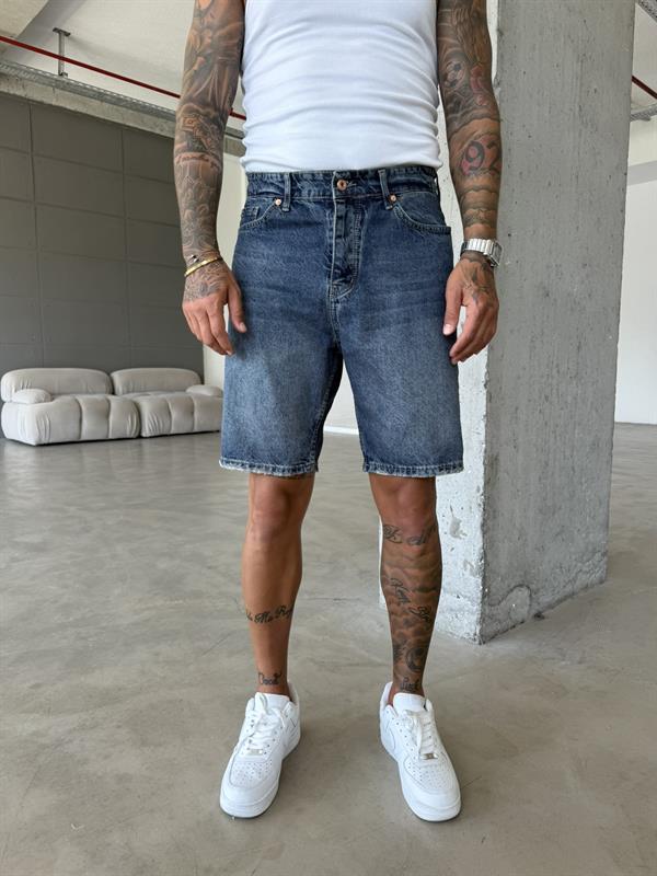 Koyu Yıkamalı Denim Şort - İndigo