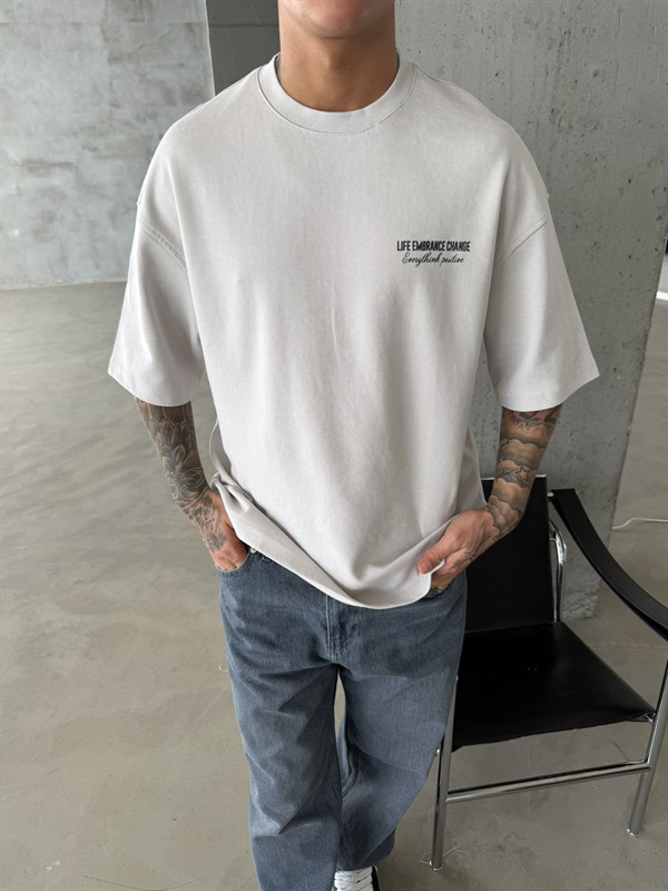 Life Embrance Change Basic T-Shirt - Gri