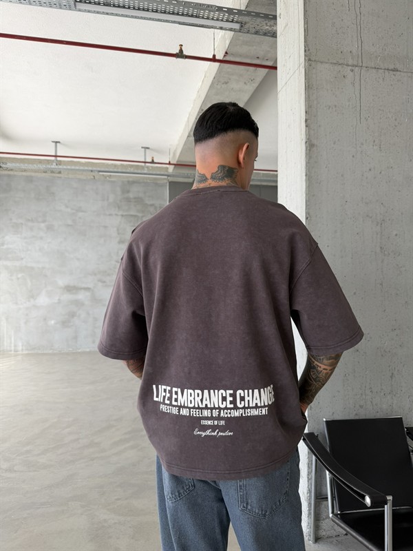 Life Embrance Change Basic T-Shirt - Kahve