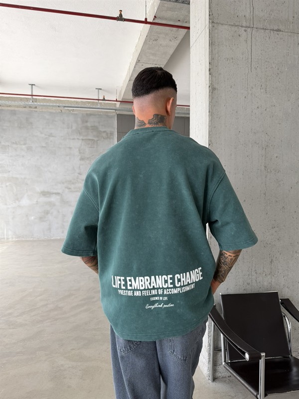 Life Embrance Change Basic T-Shirt - Yeşil