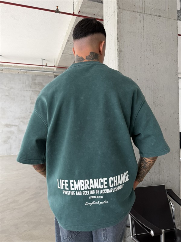 Life Embrance Change Basic T-Shirt - Yeşil
