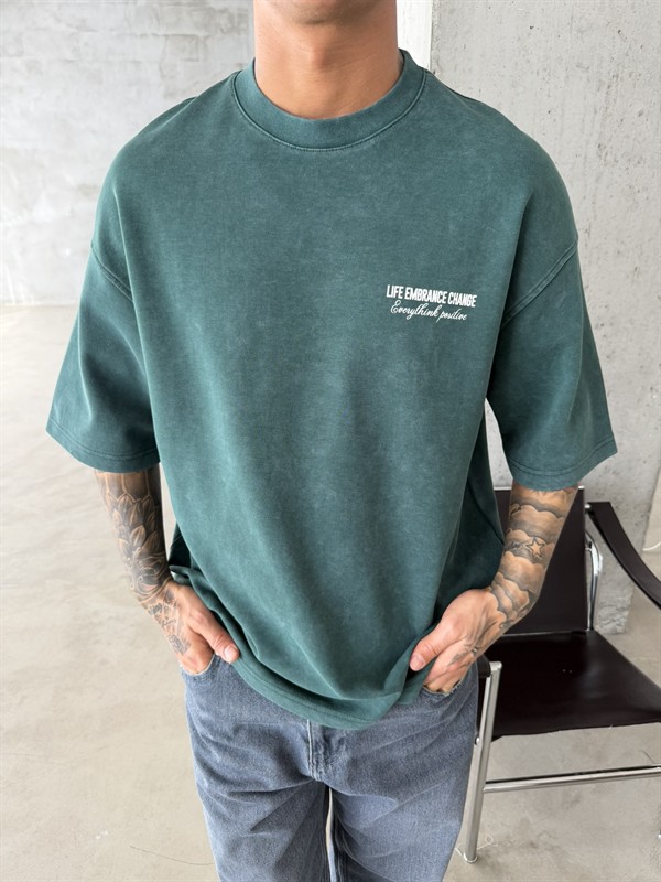 Life Embrance Change Basic T-Shirt - Yeşil