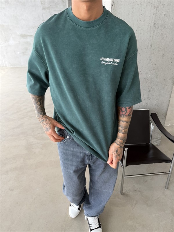 Life Embrance Change Basic T-Shirt - Yeşil