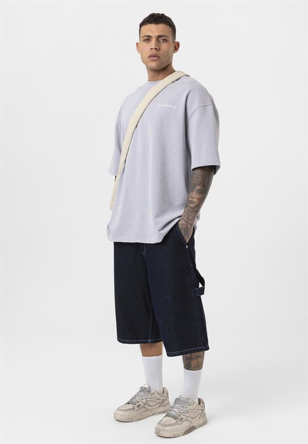 Life Of The Party Oversize Yıkamalı T-Shirt-Gri